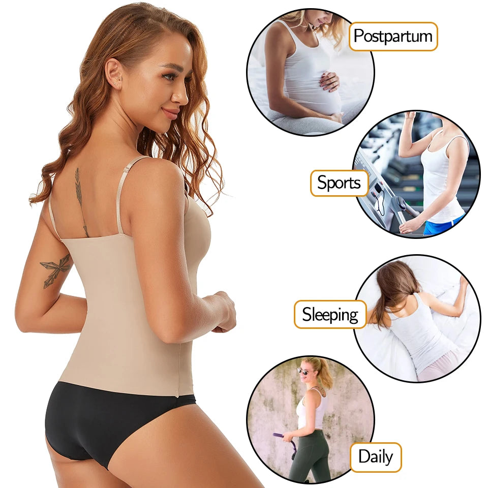 Women Tummy Control Shapewear Smooth Body Shaping Camisole Tank Tops Plus Size Slimming Underwear Seamless Compression Shaper