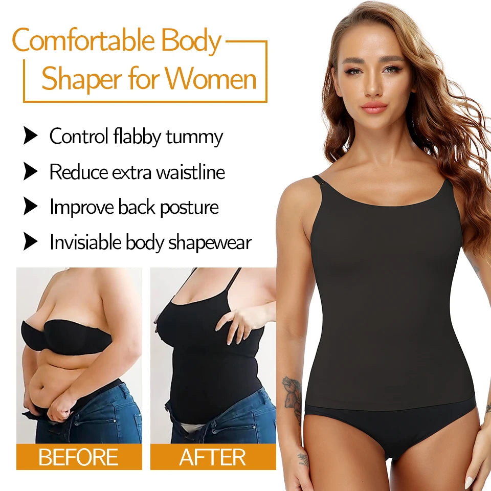 Women Tummy Control Shapewear Smooth Body Shaping Camisole Tank Tops Plus Size Slimming Underwear Seamless Compression Shaper