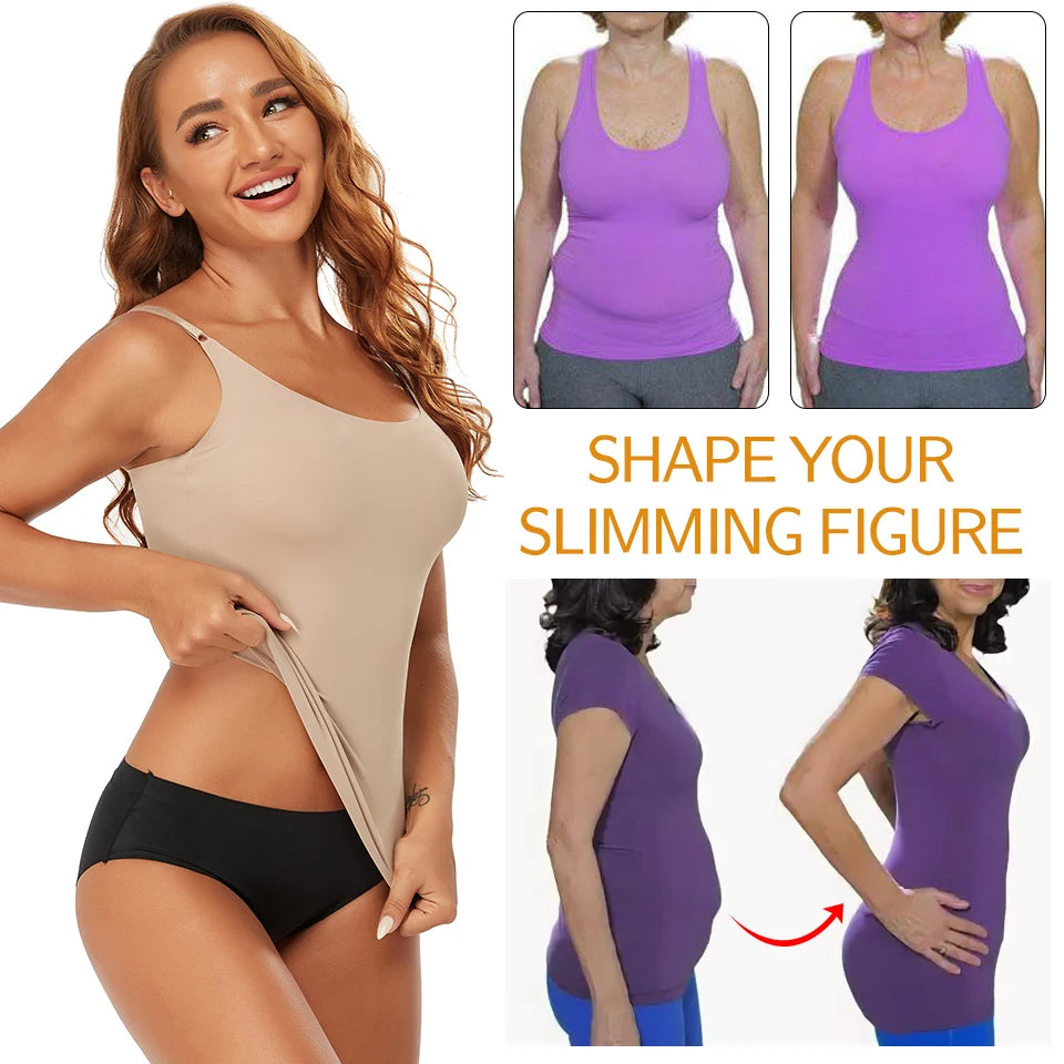 Women Tummy Control Shapewear Smooth Body Shaping Camisole Tank Tops Plus Size Slimming Underwear Seamless Compression Shaper